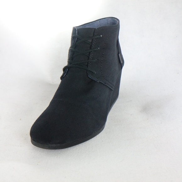 PAIR Bongo Women's Patillas Black Canvas Wedge Booties Sz 11 US - Picture 7 of 8